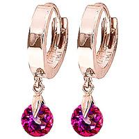 Pink Topaz Huggie Drop Earrings 2.0ctw in 9ct Rose Gold