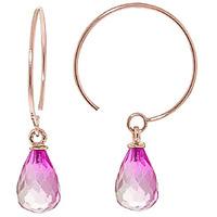 Pink Topaz Eclipse Briolette Circle Wire Earrings 1.35ctw in 9ct Rose Gold