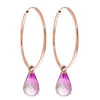 Pink Topaz Briolette Earrings 4.5ctw in 9ct Rose Gold