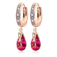 pink topaz and diamond droplet huggie earrings 25ctw in 9ct rose gold