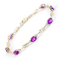 Pink Topaz and Diamond Classic Tennis Bracelet 3.38ctw in 9ct Gold