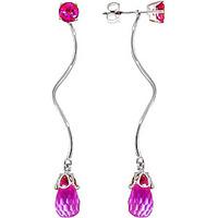 Pink Topaz Lure Drop Earrings 6.8ctw in 9ct White Gold