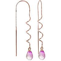 Pink Topaz Spiral Scintilla Briolette Earrings 3.3ctw in 9ct Rose Gold