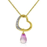 pink topaz and diamond pendant necklace 225ct in 9ct gold