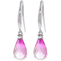 Pink Topaz and Diamond Drop Earrings 4.5ctw in 9ct White Gold