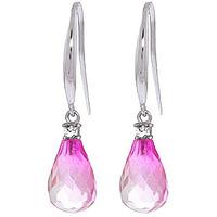 pink topaz and diamond drop earrings 45ctw in 9ct white gold