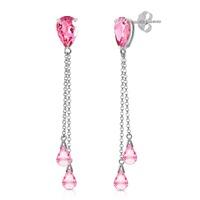 Pink Topaz Droplet Earrings 7.5ctw in 9ct White Gold