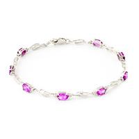 Pink Topaz and Diamond Classic Tennis Bracelet 3.38ctw in 9ct White Gold
