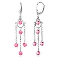 Pink Topaz Faro Drop Earrings 3.0ctw in 9ct White Gold