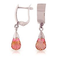 Pink Topaz Teardrop Briolette Earrings 2.5ctw in 9ct White Gold