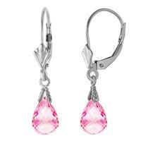 pink topaz droplet briolette earrings 45ctw in 9ct white gold