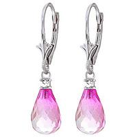 pink topaz and diamond droplet earrings 45ctw in 9ct white gold