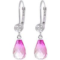 pink topaz and diamond illusion drop earrings 45ctw in 9ct white gold