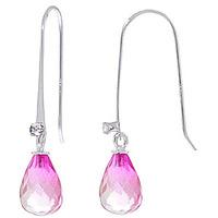 Pink Topaz and Diamond Drop Earrings 1.35ctw in 9ct White Gold