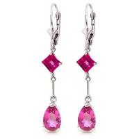 pink topaz drop earrings 495ctw in 9ct white gold