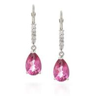 Pink Topaz and Diamond Belle Drop Earrings 3.0ctw in 9ct White Gold