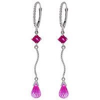 pink topaz twist drop earrings 35ctw in 9ct white gold