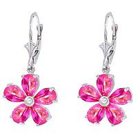 pink topaz and diamond flower petal drop earrings 44ctw in 9ct white g ...