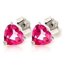 Pink Topaz Heart Stud Earrings 3.25ctw in 9ct White Gold