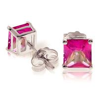 Pink Topaz Stud Earrings 1.75ctw in 9ct White Gold