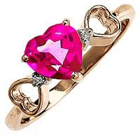 Pink Topaz and Diamond Trinity Ring 0.95ct in 9ct Gold