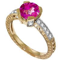 Pink Topaz and Diamond Renaissance Ring 1.5ct in 9ct Gold