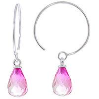 Pink Topaz Eclipse Briolette Circle Wire Earrings 1.35ctw in 9ct White Gold