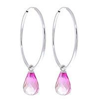 pink topaz briolette earrings 45ctw in 9ct white gold