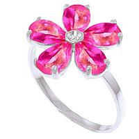 Pink Topaz and Diamond Five Petal Ring 2.2ctw in 9ct White Gold