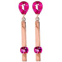 pink topaz bar drop earrings 425ctw in 9ct rose gold