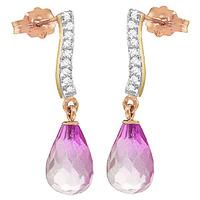 pink topaz and diamond droplet earrings 45ctw in 9ct rose gold