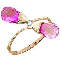 Pink Topaz and Diamond Duo Ring 2.5ctw in 9ct Gold