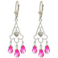 Pink Topaz and Diamond Trilogy Drop Earrings 4.8ctw in 9ct White Gold