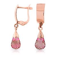 Pink Topaz Teardrop Briolette Earrings 2.5ctw in 9ct Rose Gold