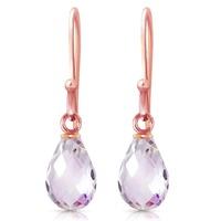 Pink Topaz Zeal Briolette Drop Earrings 2.7ctw in 9ct Rose Gold