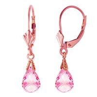 Pink Topaz Droplet Briolette Earrings 4.5ctw in 9ct Rose Gold