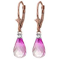 Pink Topaz and Diamond Droplet Earrings 4.5ctw in 9ct Rose Gold