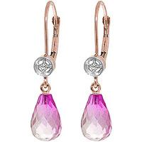 Pink Topaz and Diamond Illusion Drop Earrings 4.5ctw in 9ct Rose Gold