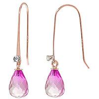 Pink Topaz and Diamond Drop Earrings 1.35ctw in 9ct Rose Gold
