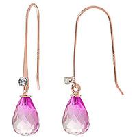 pink topaz and diamond drop earrings 135ctw in 9ct rose gold