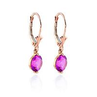 Pink Topaz Drop Earrings 3.1ctw in 9ct Rose Gold