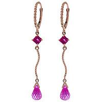 pink topaz twist drop earrings 35ctw in 9ct rose gold