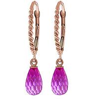 Pink Topaz Plait Stem Briolette Drop Earrings 3.0ctw in 9ct Rose Gold