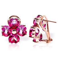 Pink Topaz Flower Heart Stud Earrings 7.6ctw in 9ct Rose Gold