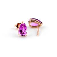 Pink Topaz Stud Earrings 3.15ctw in 9ct Rose Gold