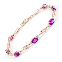 Pink Topaz and Diamond Classic Tennis Bracelet 3.38ctw in 9ct Rose Gold