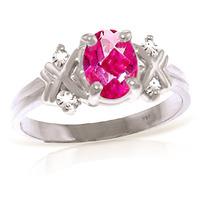 pink topaz and diamond ring 085ct in 9ct white gold