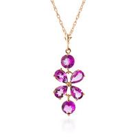 Pink Topaz Blossom Pendant Necklace 3.15ctw in 9ct Rose Gold