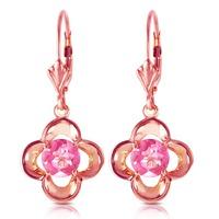 Pink Topaz Corona Drop Earrings 1.1ctw in 9ct Rose Gold