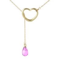 Pink Topaz Briolette Pendant Necklace 2.25ct in 9ct Gold